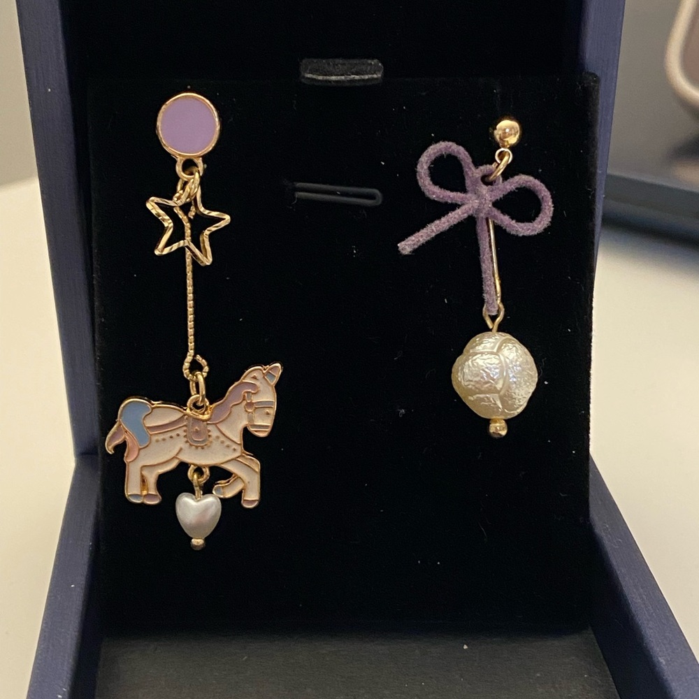 Purple unicorn earrings